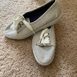 Nautica Black and White Sneakers with Slip-On Design and Textured Fabric